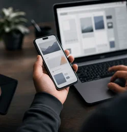 Mobile app development on a smartphone